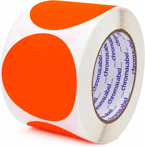 Vista 4 de ChromaLabel Etiquetas adhesivas circulares de 3 pulgadas, etiquetas adhesivas redondas de alta visibilidad, puntos adhesivos extraíbles, 500