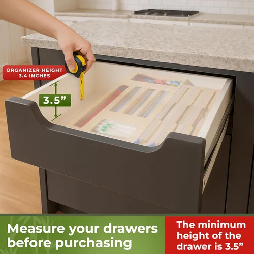 Vista 2 de Organizador de cajones de cocina, organizador de bolsas de almacenamiento de sándwiches 9 en 1 y dispensador de papel de aluminio, se adapta a un