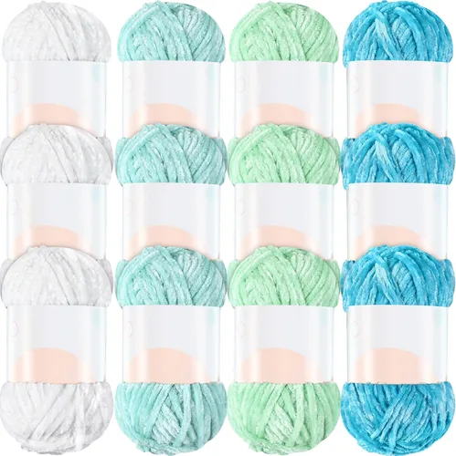 Vista 13 de Xinnun 12 madejas 1116 yardas hilo de felpilla de terciopelo suave grueso de felpa a granel para crochet tejer manta manualidades DIY tejido, 6mm