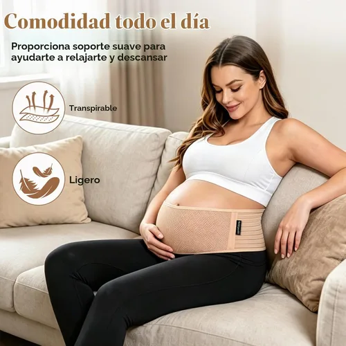 Vista 4 de ChongErfei Pregnancy Belly Band Maternity Belt Back Support Beige