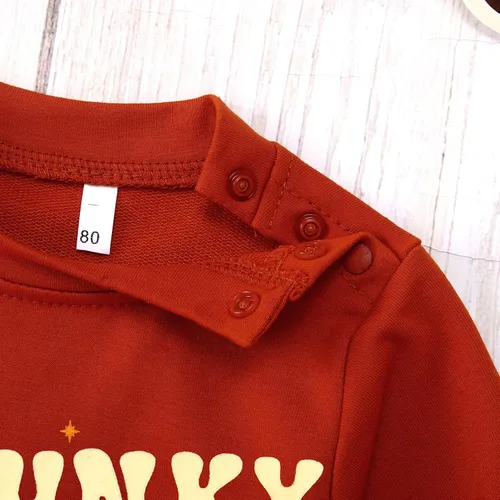 Vista 5 de Mameluco de burbujas hecho en casa para niñas para el día de Acción de Gracias, sudadera con cuello redondo para bebé