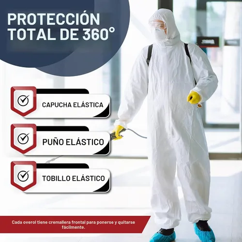 Vista 2 de Medical Nation Hazmat Suits Disposable 2 Pack Hooded, Heavy Duty, Breathable Disposable Coverall, Painter Suit 9 Sizes