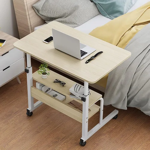 Vista 5 de Roadoor Escritorio de computadora de altura ajustable, escritorios de oficina para espacios pequeños, mesa compacta para mesita de noche, escritorio
