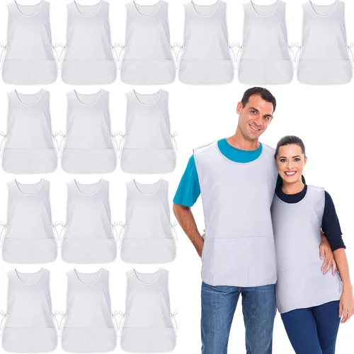 Vista 20 de Suhine delantal de zapatero con 2 bolsillos profundos y lazos laterales delantal unisex para trabajo en la cocina