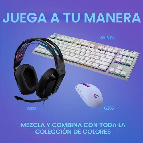 Vista 8 de Logitech G335 - Auriculares para juegos con cable, con micrófono abatible para silenciar, conector de audio de 3.5 mm, almohadillas de espuma