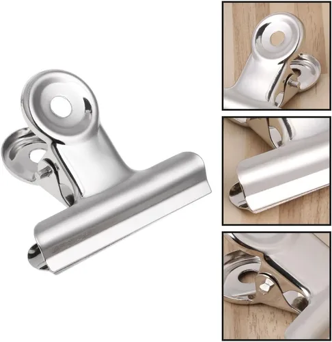 Vista 3 de Clip de metal para sellador de alimentos, abrazadera de bolsa de papel de oficina, carpeta de boletos, cajas de almacenamiento de fotos con tapas
