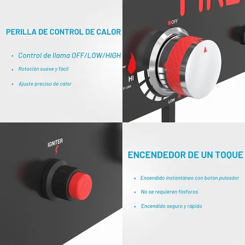 Vista 6 de Freidora de propano para exteriores de 36 cuartos de galón con carrito