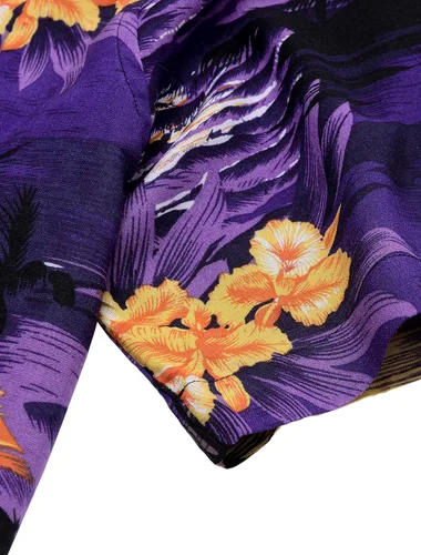 Vista 4 de Alimens & Gentle Camisa hawaiana casual de manga corta de algodón de ajuste regular para hombre