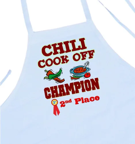 Vista 2 de Delantales con peto blanco Second Place Chili Cook Off Champion, Blanco