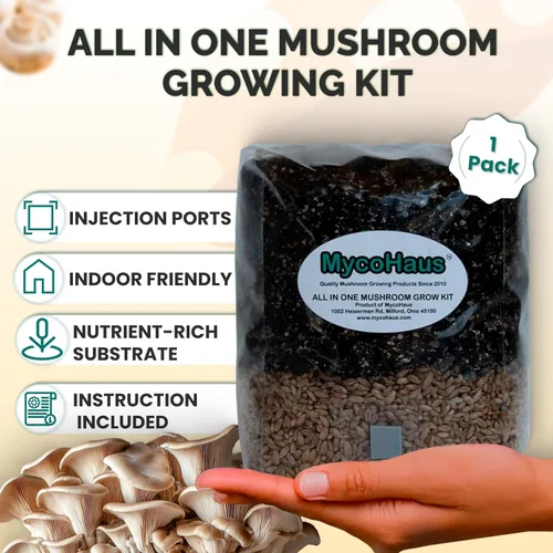 Vista 2 de MycoHaus Kit de cultivo de hongos todo en uno con puertos de inyección Bolsas de cultivo de interior para hongos Suministros de cultivo