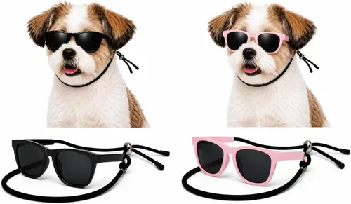 Vista 15 de G014 Retro 80s - Gafas de sol para perros y mascotas, taza de té, juguete de raza pequeña a mediana (12-25 libras, negro)
