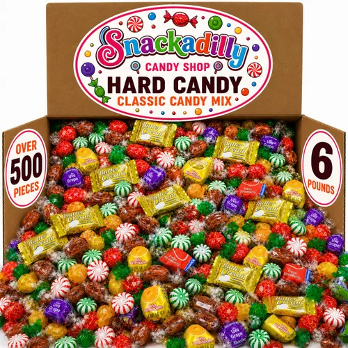 Vista 3 de Snackadilly Candy Shop - Variedad de mezcla de caramelos duros, bolsa a granel de 3 libras, más de 250 dulces de frutas y menta envueltos