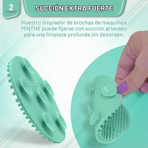 Vista 4 de MINTHE Alfombrilla limpiadora de brochas de maquillaje Paquete de 2 Almohadilla de limpieza de maquillaje de silicona