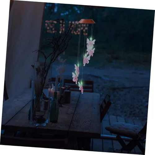 Vista 9 de Yardwe Campana de viento solar luces decorativas solares exteriores luces solares patio trasero colgante decoración escultura decoración al aire