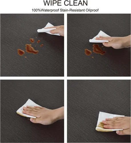 Vista 6 de NLMUVW - Mantel redondo de vinilo con borde elástico 100% impermeable y a prueba de aceite, mantel de PVC fácil de limpiar para interior y exterior