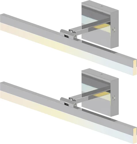 Vista 9 de ZAGO Lámpara de tocador de baño de 24 pulgadas sobre el espejo, LED moderna y rotacional montada en la pared, ajustable, cableada, con cable