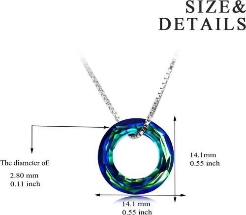 Vista 3 de Collar de plata de ley 925 con cristales de Swarovski, joyería para mujeres, adolescentes y niñas.