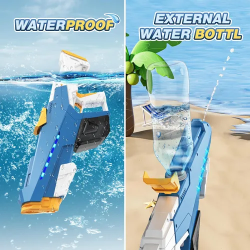Vista 7 de Pistola de agua eléctrica Skirfy para niños y adultos, juguetes de agua automáticos de succión de agua al aire libre, pistolas de agua con alcance