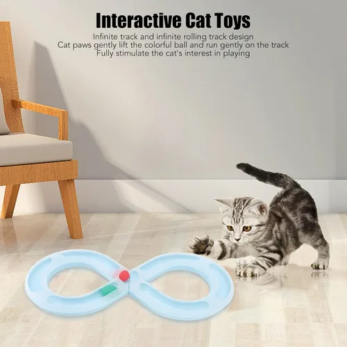 Vista 3 de Juguetes para gatos, bandeja para gatos, figura giratoria de gatito, figura de 8 formas para gatos, juguete de bola giratoria interesante