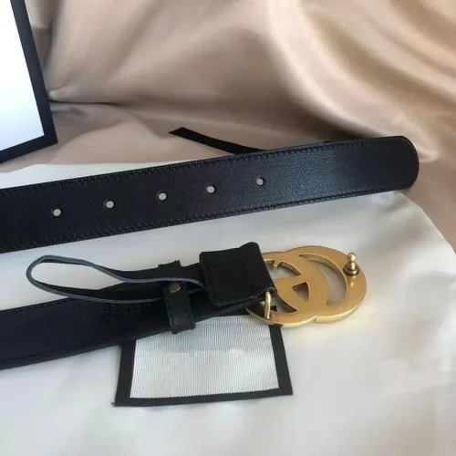 Vista 2 de LYAART Fashion Belt for Women or Men Gold Buckle Black Belt for Jeans Pants Dress 2.8CM (1.1in) Wideth