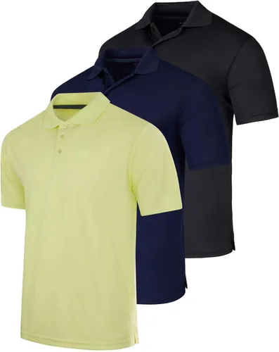 Vista 13 de Real Essentials 3 Pack: Men's Short Sleeve Golf Polo Casual Workout Sports Moisture Wicking Collared Shirt (Big & Tall)