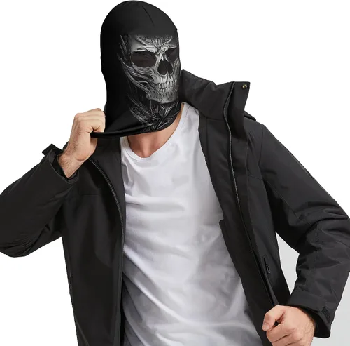 Vista 4 de Obacle Máscara de calavera para Halloween, máscara de cara completa, pasamontañas para invierno y clima frío