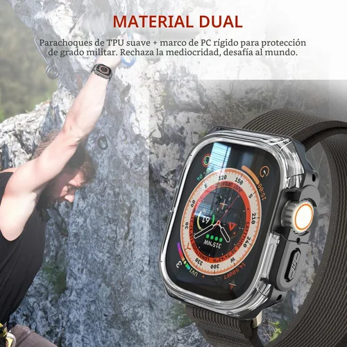Vista 2 de Funda Armor de 1.732 pulgadas para Apple Watch Ultra 3/2/1 de 1.732 pulgadas, parachoques mate suave + bisel transparente duro, funda protectora