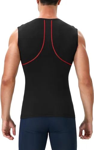 Vista 3 de Runhit Paquete de 3 camisetas de compresión sin mangas para hombres, entrenamiento deportivo, sin mangas, camiseta de compresión para hombres
