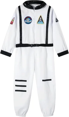 Vista 2 de LENSOUS Disfraz de astronauta de la Fuerza Aérea para niños, disfraz de piloto espacial de combate de Halloween, juego de rol para niños y niñas