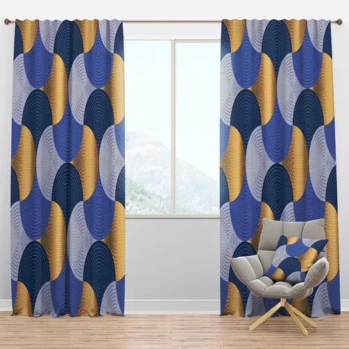 Vista 6 de DesignQ Cortinas opacas con patrón circular pastel retro II para dormitorio, cortinas para sala de estar, cortinas con aislamiento térmico, panel