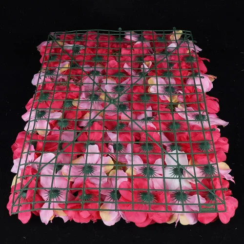 Vista 6 de 6 paneles de flores artificiales para pared, 24 x 16 pulgadas, flores artificiales de seda para decoración de escenario de boda, fiesta, decoración