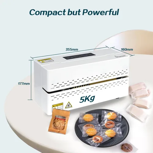 Vista 5 de Phezer Máquina de sellado térmico continuo, sellador automático de bolsas de plástico con control digital de temperatura, sellador térmico de banda