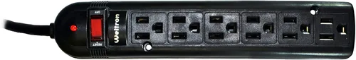 Vista 3 de Weltron - Protector contra sobretensiones de 3 pies (WSP-600PLF-3BK)