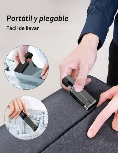 Vista 3 de MONEER Soporte para teléfono celular, soporte para teléfono para escritorio, soporte plegable y portátil para iPhone, soporte para teléfono celular