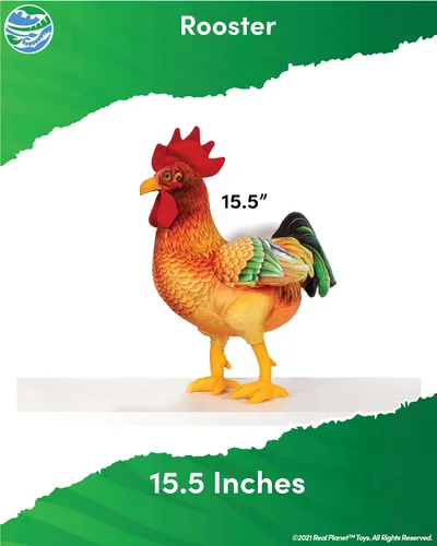 Vista 3 de Real Planet Pollo gallo de 15.5 pulgadas, animal de peluche de pollo de granja, gallo, peluche de animal, pollo de peluche, gallo de juguete