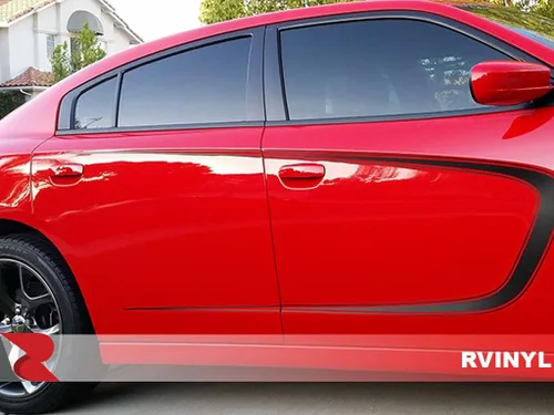Vista 9 de Rvinyl Kit de moldura de ventana precortada para poste de pilar en aluminio negro cepillado compatible con Dodge Charger 2011-2023 - Parte trasera