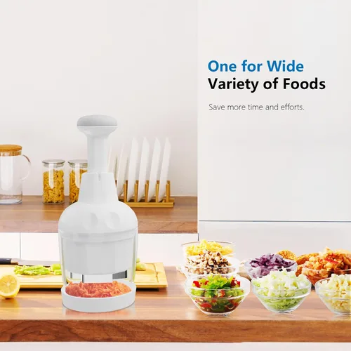 Vista 9 de Picador de alimentos, picador de verduras de mano para verduras, cebolla, ajo, nueces, cortador de verduras de mano, apto para lavavajillas, hoja