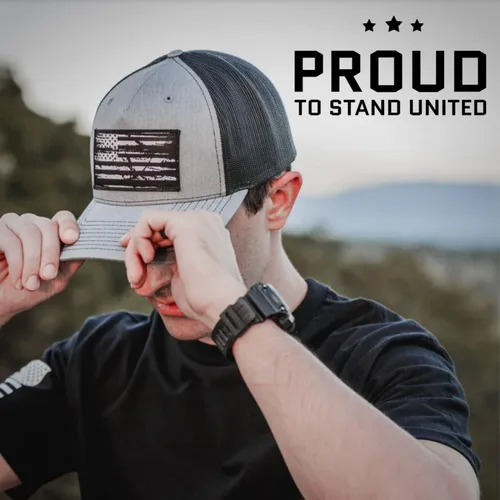 Vista 6 de Tactical Pro Supply USA American Flag Patriotic Flexfit Hat for Men & Women Stitched Patch and Fitted Closure Design