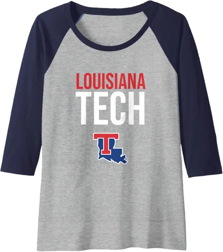 Vista 3 de Louisiana Tech Bulldogs Stacked Raglan Baseball Tee