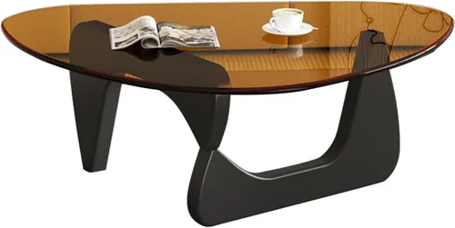 Vista 8 de Mesa de centro moderna de cristal, mesa de centro pequeña de mediados de siglo, mesa de centro para sala de estar, adecuada para dormitorio, sala