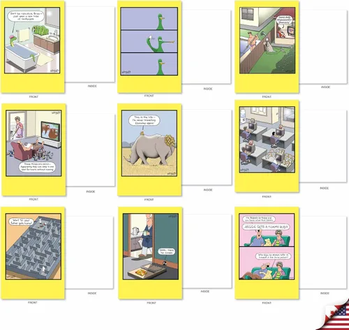 Vista 3 de NobleWorks - Caja de 36 tarjetas de felicitación en blanco divertidas surtidas con sobres, paquete variado de humor mixto - Amistad para hombres