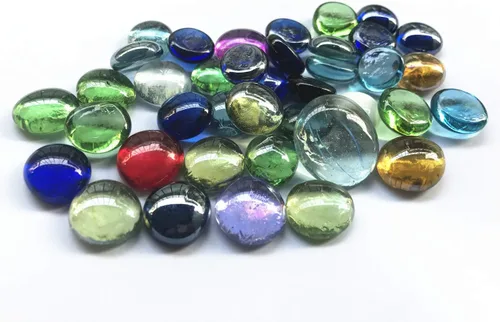Vista 7 de Piedras preciosas de vidrio, 4 libras (4 libras) canicas planas para rellenos de jarrones, decoración de acuario, decoración de fiesta Ámbar