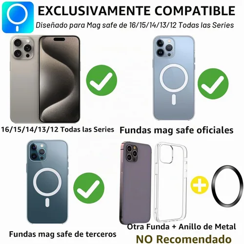 Vista 4 de Compatible con Mag Safe Car Mount Dashboard Magnetic 360° Soporte de teléfono ajustable de goma suave frontal compatible con iPhone