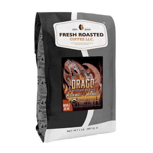 Vista 48 de Fresh Roasted Coffee, Blackbeard's Revenge, 12 onzas, tostado medio, Kosher, grano entero