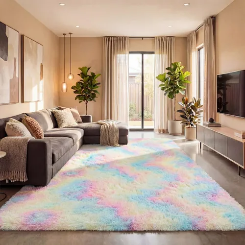 Vista 27 de Vafodo Alfombras de área para dormitorio esponjoso, alfombra de sala de estar, 5 x 7 pies, suave y esponjosa, alfombra de noche negra para sala