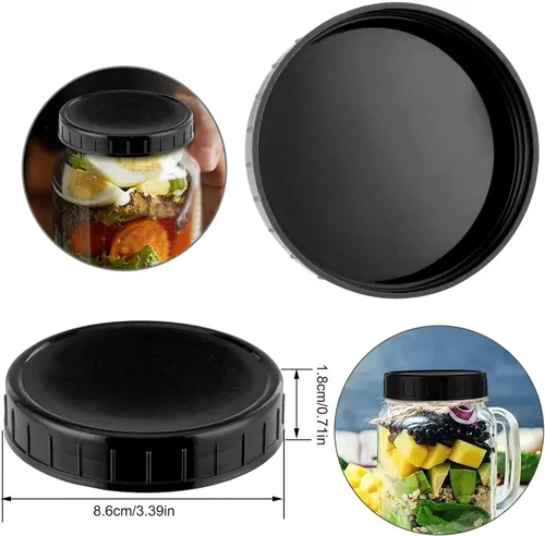 Vista 7 de Tapas de plástico para tarros de masón, boca regular y ancha, tapa de almacenamiento a prueba de fugas, reutilizable, juego multicolor de 16 piezas