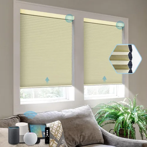 Vista 16 de SmartWings Persianas celulares motorizadas, persianas de panal compatibles con Zigbee/Alexa/Z-Wave/Homekit, control remoto inalámbrico para hogar