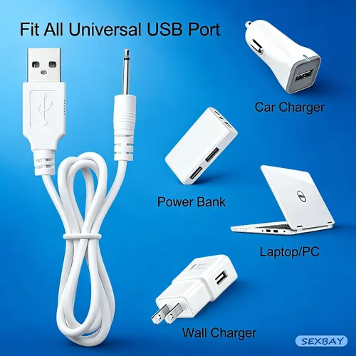 Vista 5 de Cable USB de repuesto original de 2 piezas para masajeadores de varita recargable, cable de carga CC de repuesto de 0.098 in