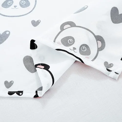 Vista 6 de Chezmoi Collection Juego de sábanas de 3 piezas para niños y adolescentes, microfibra suave, color blanco y negro, estampado de corazones de panda
