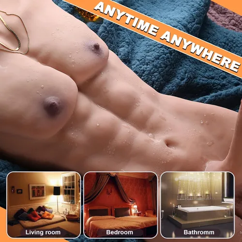 Vista 5 de Muñeca sexual masculina de hombre musculoso de 14 libras para mujeres con consolador enorme flexible de 7.8 pulgadas, juguete sexual realista 3D